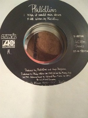 Phil Collins, I Wish It Would Rain Down ~ 1990 Atlantic 45 +sleeve