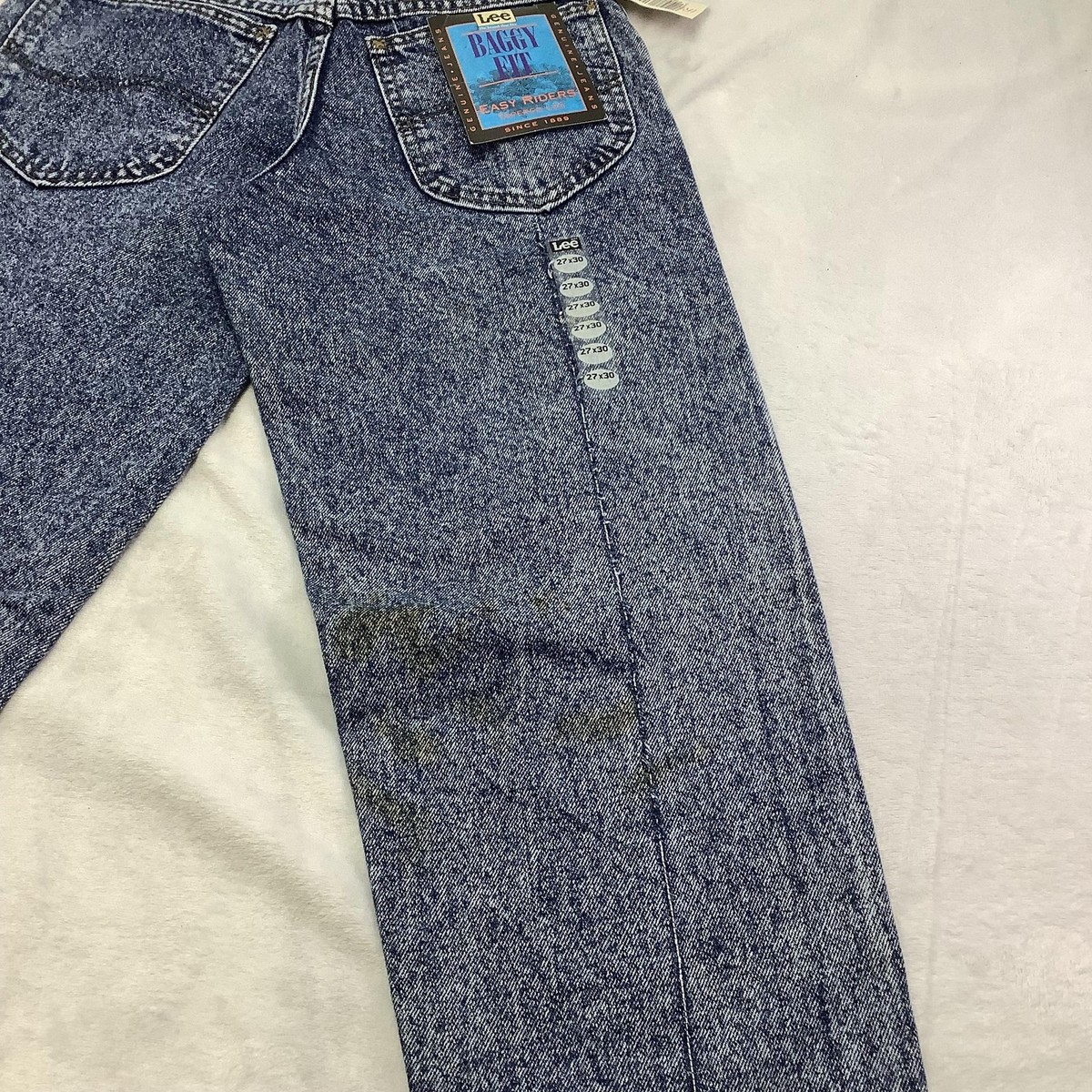 Vintage Lee Easy Riders Jeans Mens 27x30 Blue Baggy Acid Wash