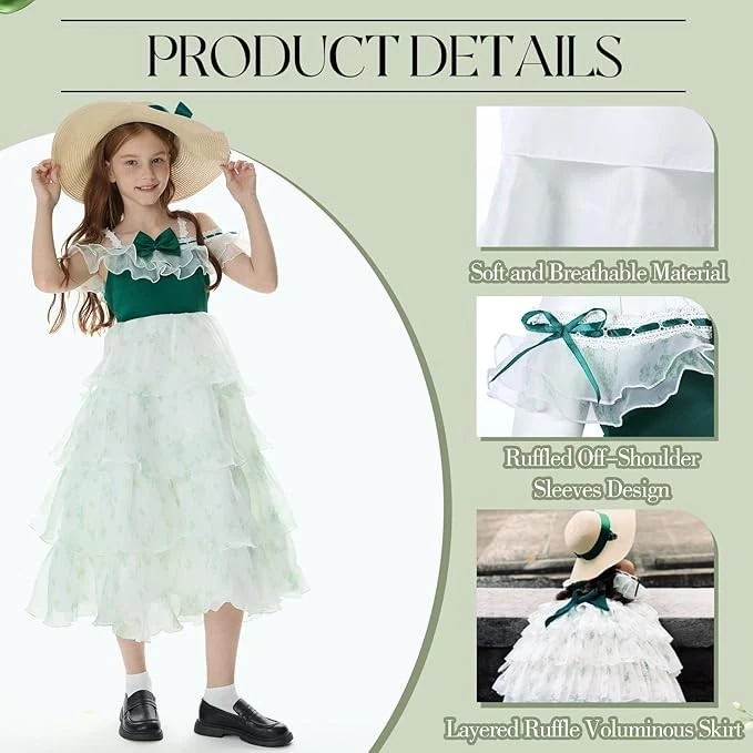 Xtinmee Halloween Vestido Disfraz Rococó con Sombrero para Niñas Pequeñas, Baile Victoriano Foto 4 de 4