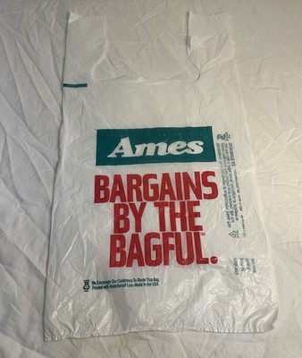 Vintage Ames plastic shopping Bag bargains By The Bagful 90s bag Ames Store logo