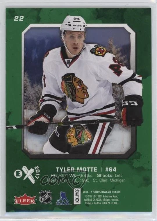 2016-17 Upper Deck Fleer Showcase EX-2017 Rookies Tyler Motte #22 Rookie RC - Image 2 of 2