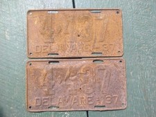 PAIR  1937 DELAWARE  LICENSE PLATES