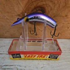 Vtg UNFISHED Lazy Ike "METALLIC IKE" #MI-2 MP. Metallic Purple color Lure. Box.