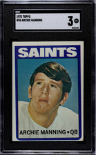 1972 Topps Archie Manning RC SGC 3 VG Rookie #55 Football Card. rookie card picture