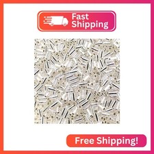 Miyuki 1 Glass Bugle Beads 3x1.5mm Silver Lined Crystal -Aprx 19 Grams