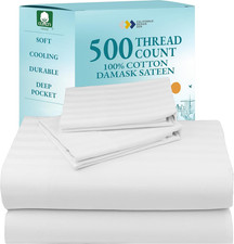 500 Thread Count 100 Cotton Bed Sheets King Size Set with Deep Pockets, Soft