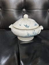 SUPERBE LÉGUMIER DE DINETTE ANCIENNE EN GIEN DÉCOR PAYSAGES