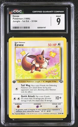 CGC 9 MINT Eevee 1999 Jungle 1st Edition 51/64 Pokemon Card