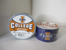 2 University of Illinois duct tape rolls NCAA Duck Brand NIP 1.88