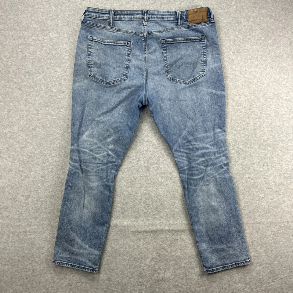 American Eagle Jeans Mens 38x30 Blue Denim Pants Athletic Fit Distressed Ripped - Image 2 of 4