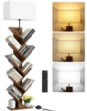 9 Tier Tree Bookshelf with Light, Remote & Timer, Modern Tall Floor Standing ...
