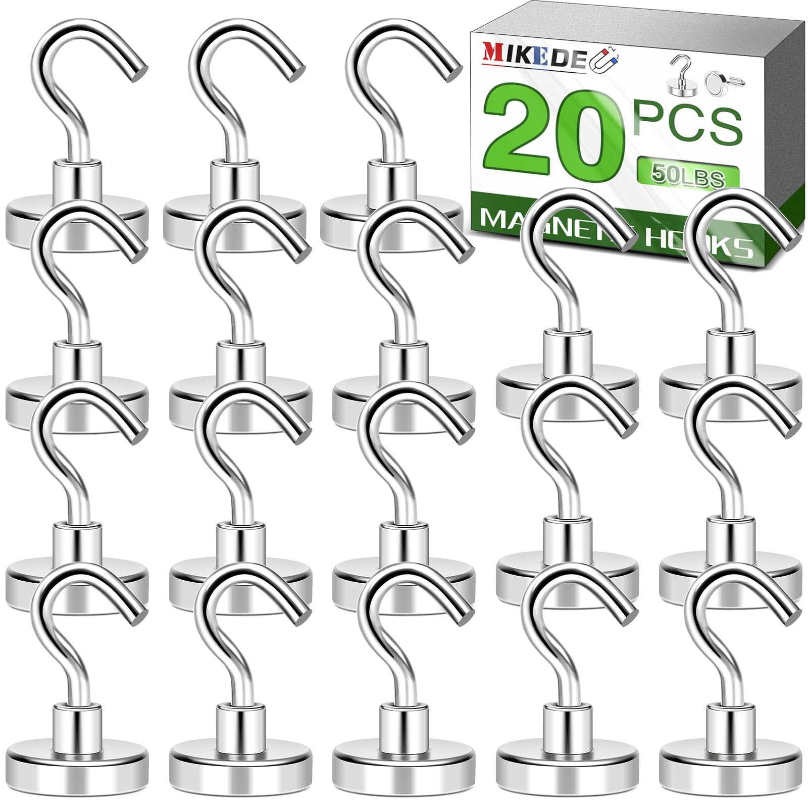 Magnetic Hooks Heavy Duty, 50lbs Earth Magnets with Hooks for Refrigerator, S...