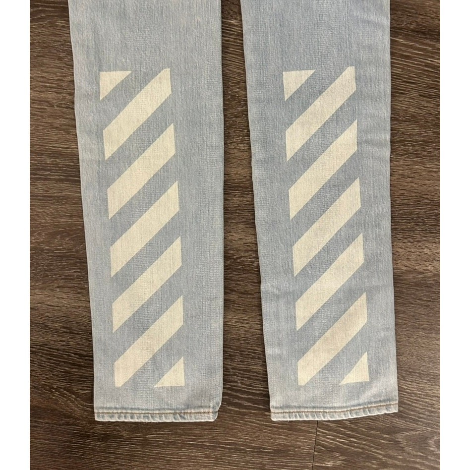 EUC Off-White Diagonal Stripe Patchwork Slim Jean… - image 22