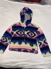 Justice Hoodie Girl's Size 7/8 Multi-Colored Faux Fur Polyester Zip-up