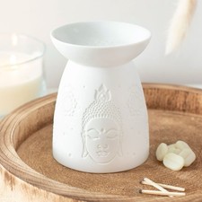 Image of White Ceramic Buddha Face Oil Burner