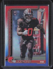 2025 Topps Chrome FB #325 Quinshon Judkins Red White and Blue Refractor Rookie