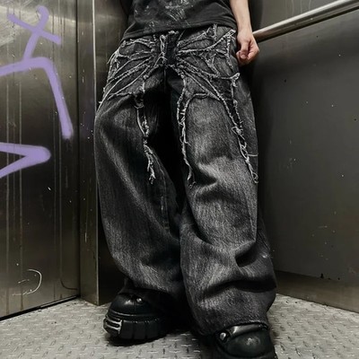 Retro Gothic Hose Oversize Weite Passform Unisex Y2K Phantom Jeans High