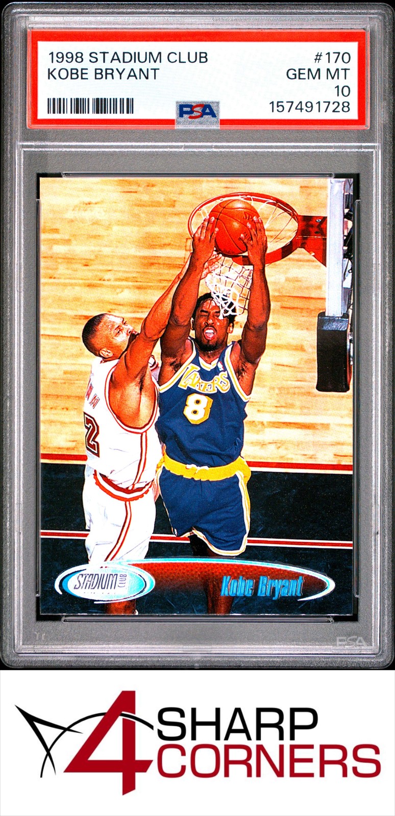 1998 STADIUM CLUB #170 KOBE BRYANT LAKERS HOF PSA 10 view 1