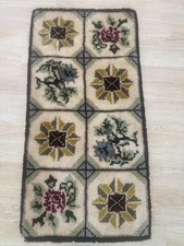 Shillcraft Handcrafted Latch Hook Rug Floral Patchwork Design 28 x 55