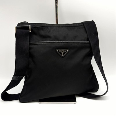 Prada Triangle Logo Nylon Messenger Bag Umhängetasche Schwarz 156509532