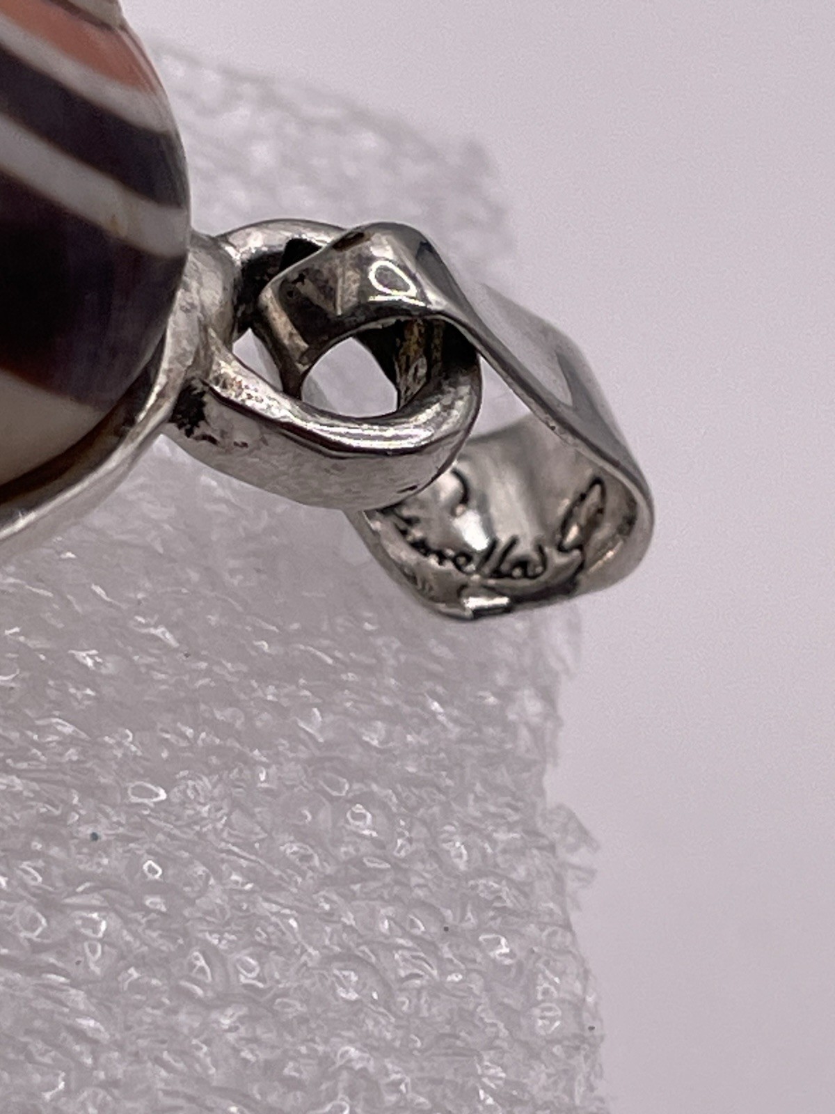 Silver Natural Shell Pendant Signed - image 8