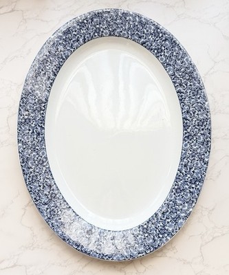 Antique Royal Worcester Blue White Floral Chintz Platter Tiffany Co Pattern 19 