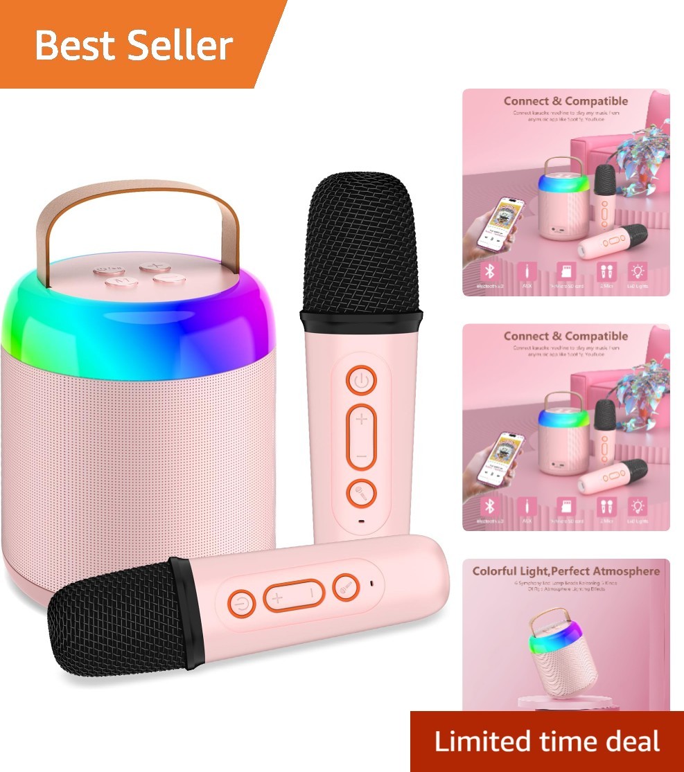 Karaoke Maschine für Kinder: 2 Mikrofone, Echo Effekt, LED-Leuchten für lustige Nächte!