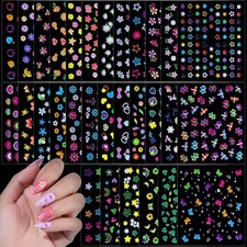 Nail Stickers for Girls, 30 Sheets Cute Kids Nail flower/star/heart/butterfly