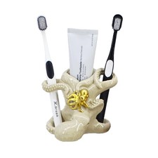 Cute Octopus Toothbrush Holder, 5-Inch Resin Organizer  Boho Loyal Gold