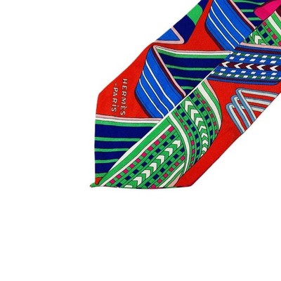 Authentic HERMES 100% Silk Scarf Twilly SANGLES EN ZIGZAG Used