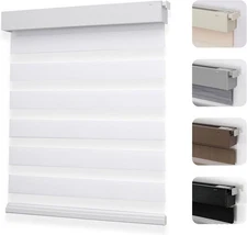 Horizontal Window Shade Blind Zebra Dual Roller Blinds Curtains,Easy to Install 