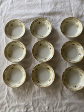 Antique Shimizu Ryonosuke Shoten Porcelain Set of 9 Dessert Bowls Floral