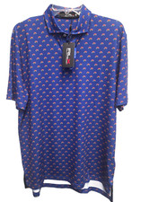 RLX Ralph Lauren Performance Golf Royal Blue Print Polo Shirt Men's Size M NWT