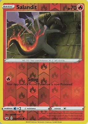 Salandit Common SWSH01: Sword & Shield Base Set 027/202 NM Reverse Holo - Image 1 of 3