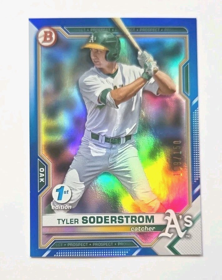 2021 Bowman 1st Edition Blue/150 Tyler Soderstrom RC (ATHLETICS) !
