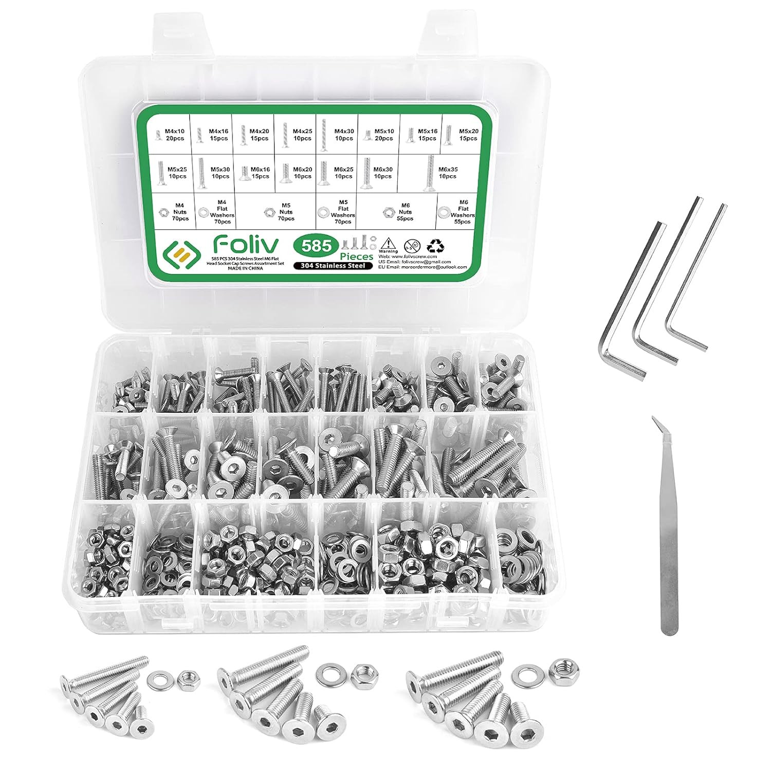 Viti Testa Bottone Esagonale Foliv M4 M5 M6 Inox 304 - 585 Unità