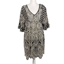 Akemi Kin Anthropologie Black White Embroidered Eyelet Tunic Dress Sz 2 OB645153