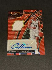 2021-22 Cameron Thomas Rookie Jersey Autographs Red Wave Panini Select #RJ-CTH