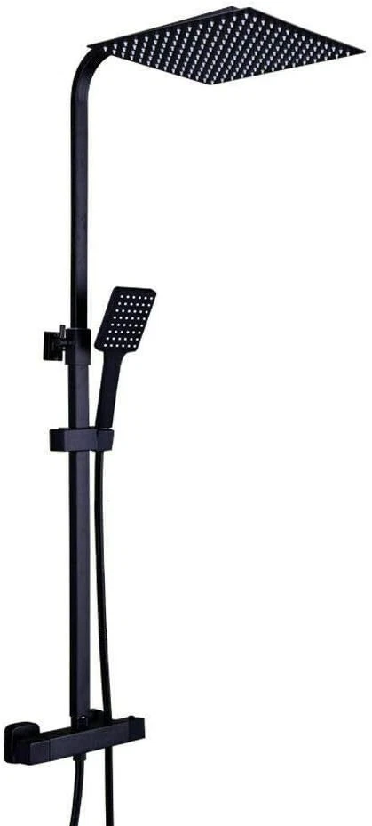 Futchoy Duschsystem Thermostat Schwarz Regendusche Set Messing Handbrause - Bild 2 von 4