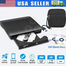 Slim External CD/DVD Drive USB 3.0 Player Burner Reader for Laptop PC Mac HP US
