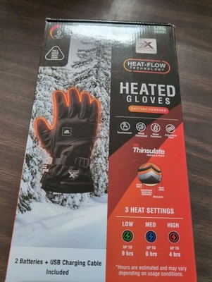 Zeroxposur Heated Gloves 9 Hrs Battery Powered Chargeable, 3 settings Black L/Xl