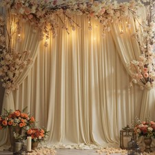 Wrinkle Free Beige Backdrop Curtains for Party Background, Beige Photo Curtai...