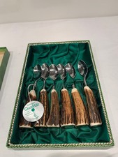 6 Teelöffel mit Hirschhorngriff Solingen Qualität