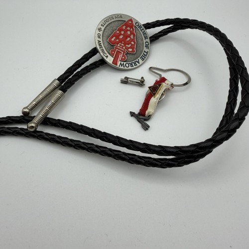 BSA Order of the Arrow Metal Bolo Tie & Arrow Medallion w/ 2 Pins BT-397