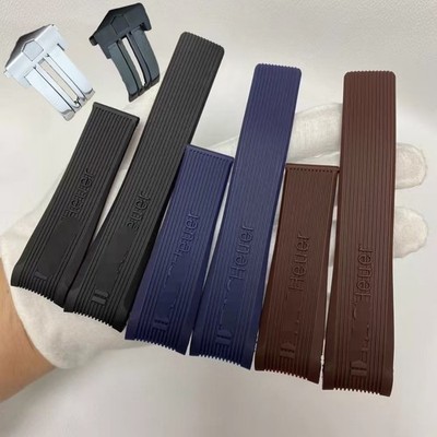 24mm For Tag Heuer Replacement Watch Band RUBBER STRAP Black Blue Brown