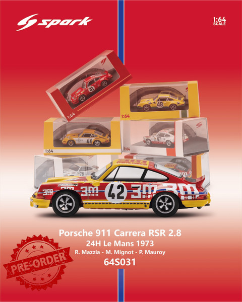 (Pre-Order) Sparky 1/64 - Porsche 911 Carrera RSR 2.8 No.42 24H Le Mans 1973-image