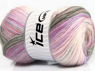 100gr Angora Active Sweet 'n Somber 57797 Pink Lilac Grey Sport Yarn Stripe 546y