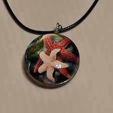 Starfish Double sided Pendant Charm / 17" 2" chain Necklace Rope