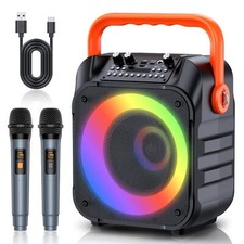 Karaoke Machine with Two Wireless Microphones, Portable, Microphone PA System
