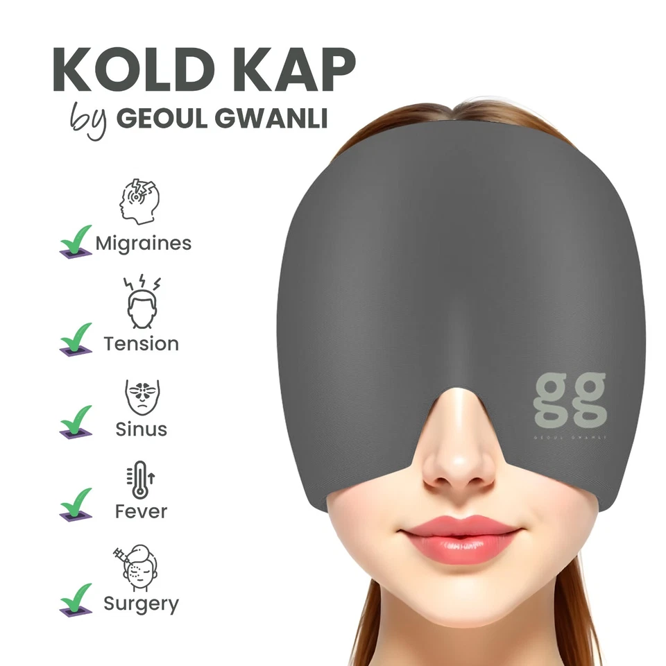 Cold Compress Head Wrap Migraine, Headache & Sinus Relief Hot/Cold Gel Ice Hat - Image 2 of 4
